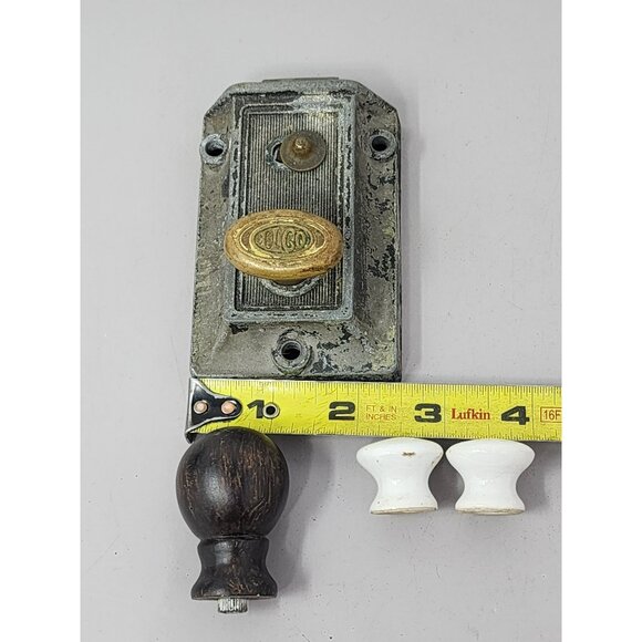 Antique ILCO Door‎ Mortise Lock Set With Brass Knob & Two Ceramic White Handles - Picture 9 of 9